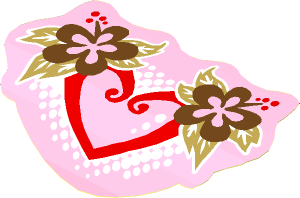 Sticker  2.8 x  4.6 with Heart and Flowers (Formed)