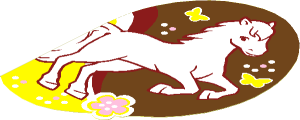 Sticker  5.1 x  3.6 with White Horse, Flower and Butterflies - Right