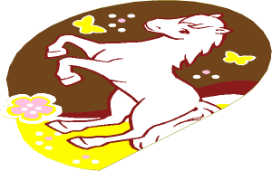Sticker  5.1 x  3.6 with White Horse, Flower and Butterflies - Left