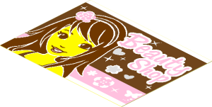 Sticker  2.9 x  3.9 with Girl and "Beauty Shop"