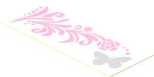 Sticker  1.3 x  3.3 with Silver Butterfly and Pink Floral - Right