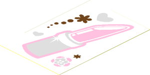 Sticker  2.9 x  1.9 with Heart, Lipstick and Flower