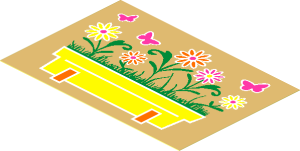 Sticker  3.1 x  4.6 with Flower Box and Butterflies - Right