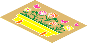 Sticker  3.1 x  4.6 with Flower Box and Butterflies - Left