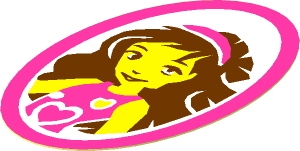 Sticker  2.4 x  1.5 Oval with Girl Picture in Dark Pink Frame