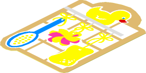 Sticker  3.8 x  2.4 with Yellow Duck, Brush and Sponges
