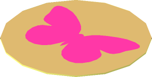 Sticker  1.2 x  1.2 Round with Dark Pink Butterfly on Tan Background