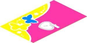 Sticker  2.6 x  1.6 with Butterflies and Heart Lock