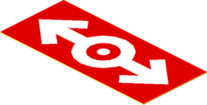 Sticker  0.8 x  1.8 with White Train Logo (2006, Bold) on Red Background
