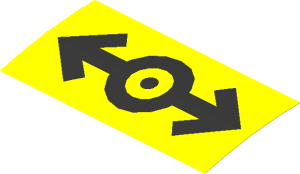 Sticker  1.8 x  3.8 with Black Train Logo (2006, Bold) on Yellow Background (Formed)