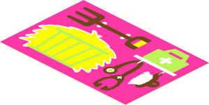 Sticker  3.2 x  4.8 with Hay, Pitchfork, First Aid Kit, Stethoscope and Brush