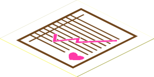 Sticker  1.9 x  1.9 with Dark Pink Heart and Medical Chart