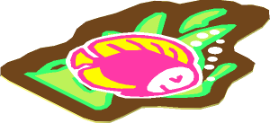 Sticker  1.9 x  1.4 with Dark Pink Fish with Yellow Fins