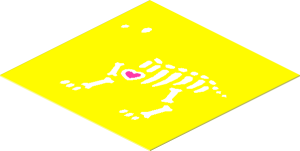 Sticker  1.9 x  1.9 with X-Ray Dog Skeleton on Medium Lavender Background