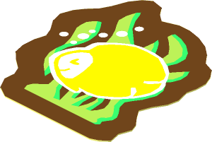 Sticker  2 x  1.8 with Medium Lavender Fish with Yellow Stripes
