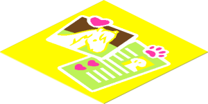 Sticker  1.9 x  1.9 with Horse Head Photo and Dog ID on Yellow Background