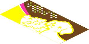 Sticker  1.9 x  3.9 with Hedgehog and Dog on Medium Azur and Medium Lavender Background