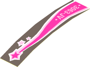 Sticker  0.9 x  3.9 with "3063-JV" and Magenta Shooting Star, Right (Formed)