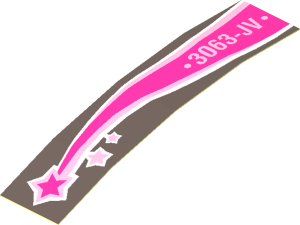Sticker  0.9 x  3.9 with "3063-JV" and Magenta Shooting Star, Left (Formed)