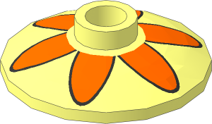 Dish  2 x  2 Inverted with Six Orange Petals Pattern