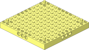 Brick 12 x 12 with 3 Pin Holes on Sides and Support Pins in Corners