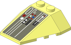 Wedge  4 x  4 Triple with Stud Notches with SW X-Wing Control Panel Sticker