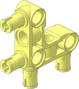 Technic Pin Connector Perpendicular  3 x  3 Bent 90 with 4 Pins, Slots Across Beam