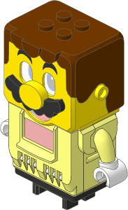 Electric Hub Mario with Reddish Brown Hair, Light Nougat Face and Black Moustache Pattern