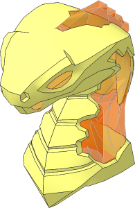 Minifig Head Snake with Closed Mouth with Trans Orange Flames and Eyes Pattern