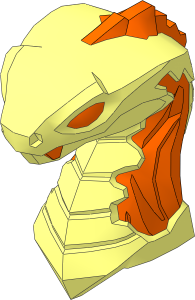 Minifig Head Snake with Closed Mouth with Orange Flames and Eyes Pattern