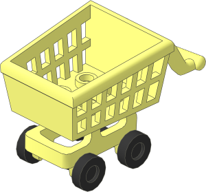 Minifig Shopping Cart with Black Wheels