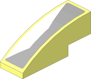 Slope Brick Curved  3 x  1 with White Trapezoid on Grey Background Left Sticker