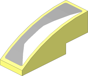 Slope Brick Curved  3 x  1 with White Trapezoid on Grey Background Right Sticker