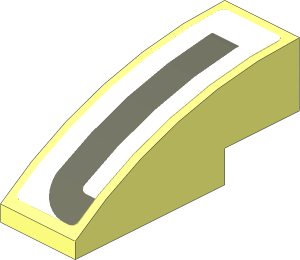 Slope Brick Curved  3 x  1 with Dark Grey Lines on White Background Right Sticker