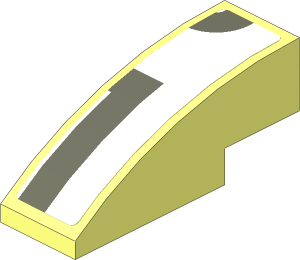 Slope Brick Curved  3 x  1 with Dark Grey Lines on White Background Left Sticker
