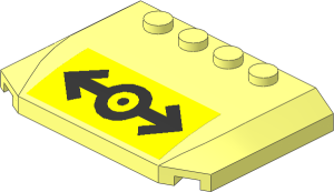 Slope Brick 45  4 x  6 x  0.667 Double Curved with Black Train Logo (2006, Bold) on Yellow Background Sticker