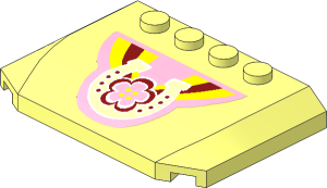 Slope Brick 45  4 x  6 x  0.667 Double Curved with Horseshoe and Flower Sticker