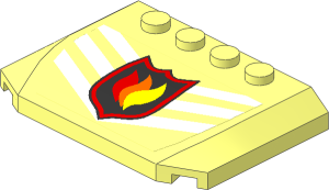 Slope Brick 45  4 x  6 x  0.667 Double Curved with Fire Logo Badge and Three White Chevrons Sticker