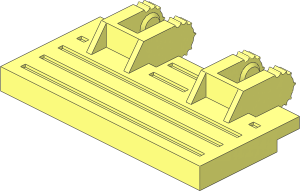 Hinge Tile  2 x  4 with Ribs Locking without Rear Reinforcements,  7 Teeth