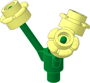 Plant Flower Stem Green with Bar and Hole and  3 Plates  1 x  1 with  5 Petals
