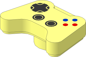 Minifig Video Game Controller with Metallic Silver, Red and Blue Buttons Pattern