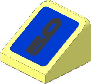 Slope Brick 31  1 x  1 x  0.667 with Grey "5.0" Text on Blue Background Right Sticker