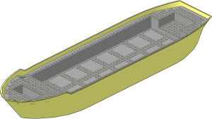 Boat Hull Floating 72 x 18 with Light Bluish Grey Deck