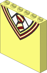 Panel  1 x  6 x  5 with Bright Light Orange and Dark Red V-Neck Collar and Tie and White Undershirt Pattern