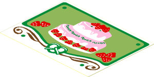 Sticker  2.9 x  3.9 with Cake with Strawberries