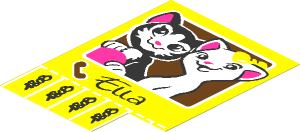 Sticker  2.8 x  2.1 with Cats, "Ella" and Phone Numbers