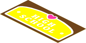 Sticker  1.9 x  3.9 with Heart and "HIGH SCHOOL" Plaque