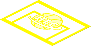 Sticker  2.9 x  3.9 with Basketball Backboard with Ball and "HLC"