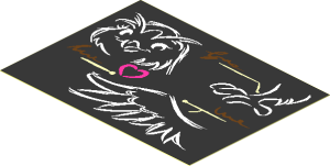 Sticker  2.9 x  3.9 with Classroom Blackboard with Owl Head, Leg and Wing