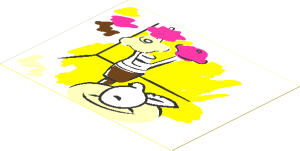 Sticker  2.9 x  3.9 with Flowers and Apple on Plate